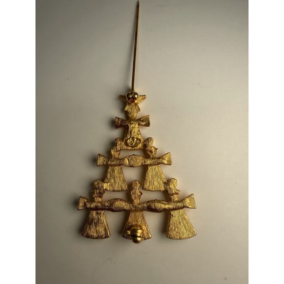 Gold Tone Brooch Pins with Christmas Tree and Angel Design - Picture 3 of 3